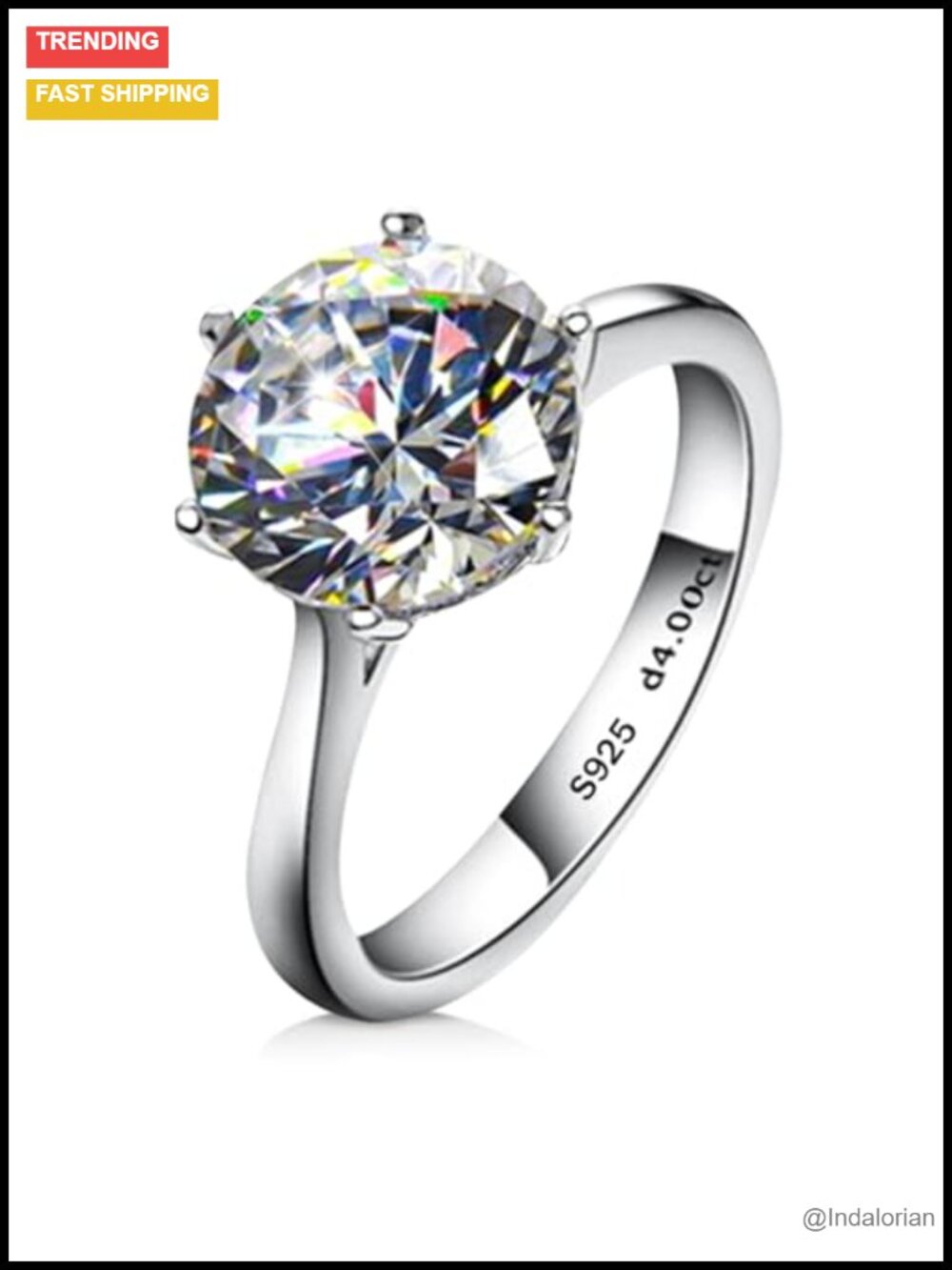 Moissanite Engagement Ring 925 Sterling Silver Round Cut Solitaire Wedding Band